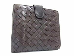 1円 BOTTEGA VENETA ボッテガヴェネタ イントレチャート レザー 二つ折り 財布 ウォレット メンズ ダークブラウン系 FC5753