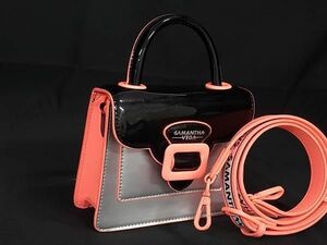 1 jpy # beautiful goods # Samantha Vegasa man sa Vega PVC× leather 2WAY handbag shoulder bag diagonal .. black group × silver group BK1606