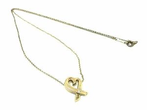 1 jpy TIFFANY&Co Tiffany rubbing Heart SV925× diamond necklace pendant accessory lady's silver group FC5509