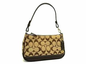 1 jpy # as good as new # COACH Coach 6094 signature canvas × leather one steering wheel handbag Mini bag brown group FD0420