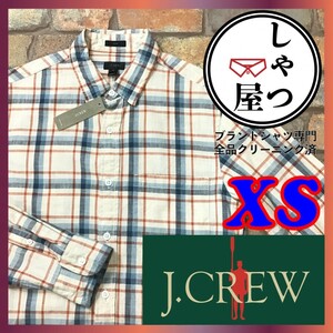 SD8-044★デッドストック★雰囲気◎【J.CREW ジェイクルー】片ポケット 長袖 チェックシャツ【メンズ XS】生成り 薄手 カジュアル