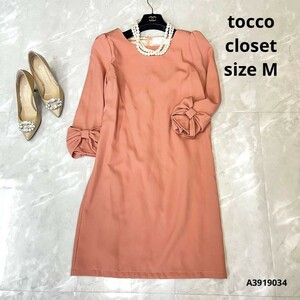 tocco closetトッコクローゼット袖リボンデザイワンピースsize M 膝丈ワンピース　