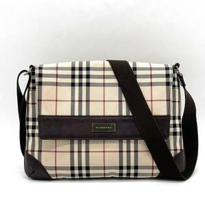 1円 美品 BURBERRY バーバリー ノバチェック ショルダーバッグ クロスボディ ベージュ ブラウン