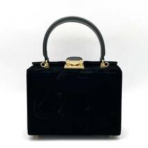 1円 レア極美品 FENDI フェンディ ベロア ベルベット 2way バニティバッグ ショルダー ハンドバッグ ブラック ゴールド金具 _画像2