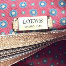 1円 LOEWE ロエベ アナグラム ロゴ型押し シュリンクレザー 巾着ショルダー ショルダーバッグ ベージュ ゴールド金具_画像9