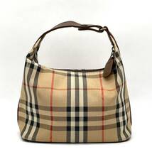 1円 Burberrys BURBERRY バーバリー ノバチェック シャドーホース ハンドバッグ バニティバッグ ブラウン ベージュ ヴィンテージ_画像2