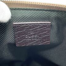 1円 美品 GUCCI グッチ GGキャンバス レザー ブラウン アクセサリーポーチ ハンドバッグ 07198_画像8