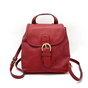 1 jpy ultimate beautiful goods COACH Old Coach car f leather red red rucksack backpack Mini rucksack Gold metal fittings 