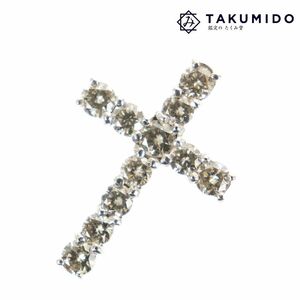 ペンダントトップ ダイヤ クロス ダイヤモンド 1.00ct ホワイトゴールド K10WG ジュエリー 中古AB 276971