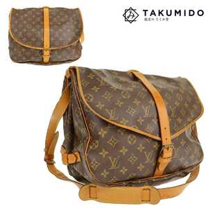 ルイヴィトン LOUIS VUITTON ショルダーバッグ ソミュール 35 M42254 モノグラムライン ブラウン 中古B 277065