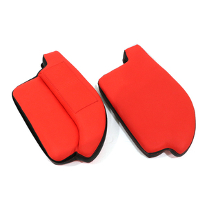 200系 ハイエース 標準 ワイド 1型 2型 3型 4型 5型 6型 アームレスト レッド＆ブラック 左右セット ポケット付き PVCレザー 赤