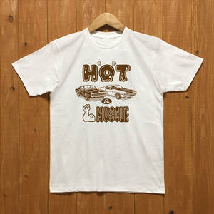 ■HOT & MUSCLE Tシャツ■Mサイズ（ホワイトxブラウン）チャ－ジャ－　チャレンジャー　ダッジ DODGE MOPAR