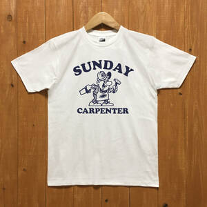 ■ SUNDAY CARPENTER Tシャツ■Lサイズ（ホワイトxネイビ－）