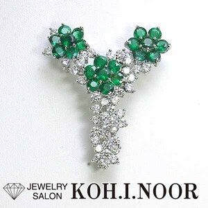 Emerald 4,20CT Diamond 3.48ct Platinum Pt900 Подвесной Blouch Flower Flower Flower