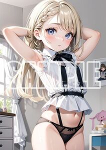 2967【高品質☆A4サイズポスター】アートポスター セクシー 美女 美少女 制服 下着 イラスト かわいい 女の子 同人 オリジナル アニメ