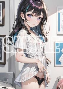 3054【高品質☆A4サイズポスター】アートポスター セクシー 美女 美少女 制服 下着 イラスト かわいい 女の子 同人 オリジナル アニメ