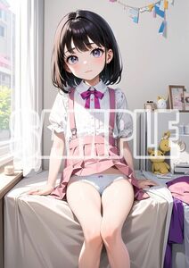 3131【高品質☆A4サイズポスター】アートポスター セクシー 美女 美少女 制服 下着 イラスト かわいい 女の子 同人 オリジナル アニメ