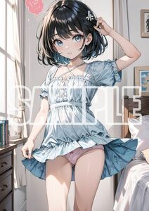 3245【高品質☆A4サイズポスター】アートポスター セクシー 美女 美少女 制服 下着 イラスト かわいい 女の子 同人 オリジナル アニメ