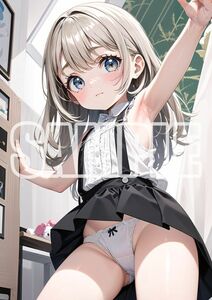 3332【高品質☆A4サイズポスター】アートポスター セクシー 美女 美少女 制服 下着 イラスト かわいい 女の子 同人 オリジナル アニメ