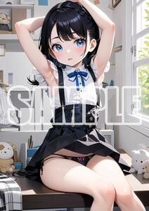 3453【高品質☆A4サイズポスター】アートポスター セクシー 美女 美少女 制服 下着 イラスト かわいい 女の子 同人 オリジナル アニメ