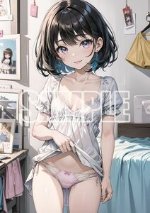 3717【高品質☆A4サイズポスター】アートポスター セクシー 美女 美少女 制服 下着 イラスト かわいい 女の子 同人 オリジナル アニメ