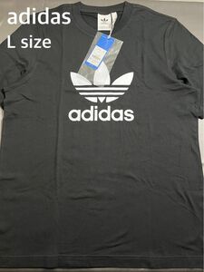 新品 L アディダス オリジナルス ロゴ Tシャツ 黒 白 シンプルT