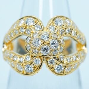 *1 jpy start![1.02ct]K18YG 6.8g #10 yellow gold round brilliant cut diamond ring Diamond Ring ring finishing settled 