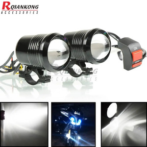 2PCS モーターサイクル ヘッドライト U2 ハイローフラッシュ LED スポット ヘッドバルブライト ブラック ランプ 1200LM 30W 12V