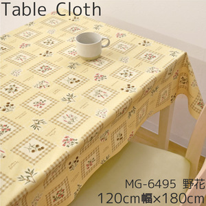 tablecloth water-repellent vinyl 120 width approximately 120×180cm stylish Northern Europe beige group MG-6495 dining kitchen . flower 