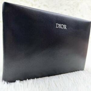 1円【新品未使用】DIOR ディオール クリスチャンディオール セカンドバッグ クラッチバッグ ポーチ ビジネス ブラック 黒 千鳥 レザー 