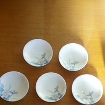 昭和レトロ■萩窯 花柄 小皿 五枚セット　醤油皿 豆皿_画像2