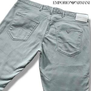 未使用級/3Lサイズ●エンポリオ アルマーニ コットンパンツ チノパン スラックス EMPORIO ARMANI ストレッチ ミントブルー イーグルロゴ 38