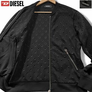 極美品/XL相当●即完売品 DIESEL【漆黒の星】ディーゼル S-JOE-ZIP-MA 星柄 ジャケット ブルゾン ブラック MA-1ストレッチ 凸凹3Dスター 春