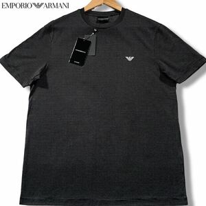 新品タグ付き/Lサイズ●エンポリオ アルマーニ 半袖Tシャツ 夏 サマー EMPORIO ARMANI コットン ストレッチ 総柄 ドット イーグルロゴ 黒