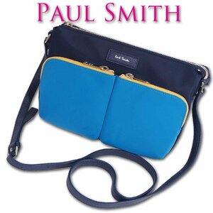 ポールスミス Paul Smith カラーブロック ナイロン/牛革 ショルダーバッグ レディース ネイビー 紺 新品 正規品