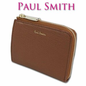 ポールスミス Paul Smith 山羊革／牛革 カラースロット ラウンドジップ ミニ財布 レディース キャメル 新品 正規品