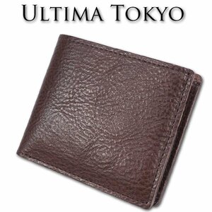 ウルティマトーキョー ultima TOKYO 牛革 二つ折り財布 メンズ ブラウン 新品 正規品 マキアート 日本製 イタリアンレザー