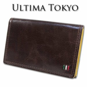 ウルティマトーキョー ultima TOKYO 牛革 イタリアンレザー 名刺入れ メンズ ブラウン 茶 新品 正規品 ゼウス カードケース 日本製