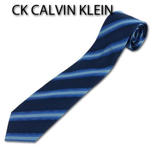 シーケーカルバンクライン CK CALVIN KLEIN シルク パネルストライプ ネクタイ ネイビー系 新品 正規品 メンズ 日本製