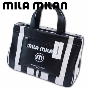 ミラミラン mila milan A4 トートバッグ ミーチョ レディース ブラック×ホワイト 新品 正規品 定価19,800円 ハンドバッグ 超特価