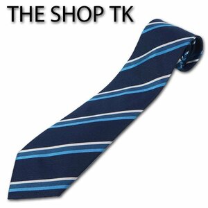 タケオキクチ THE SHOP TK ストライプ柄 シルク１００％ ネクタイ ネイビー系 紺 新品 正規品