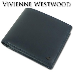 ヴィヴィアンウエストウッド Vivienne Westwood バーンズリー 牛革 二つ折り財布 メンズ ネイビー 紺 新品 正規品 日本製