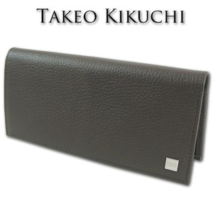 タケオキクチ TAKEO KIKUCHI 牛革 SCOTCHGARD 長財布 メンズ グレー 新品 正規品