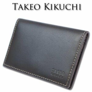 タケオキクチ TAKEO KIKUCHI 牛革 アンティーク調 カードケース メンズ ブラウン系 新品 正規品 本革