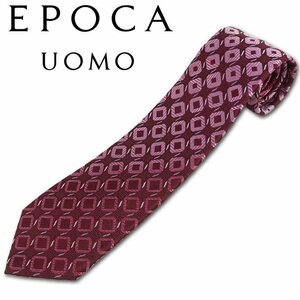 エポカウォモ EPOCA UOMO シルク スクウェア柄 ネクタイ ワイン系 新品 正規品 メンズ 日本製