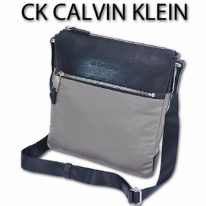 CKカルバンクライン CK CALVIN KLEIN 牛革/ナイロン ショルダーバッグ B5 テンプル メンズ グレー系 新品 正規品 日本製 軽量
