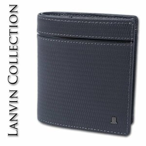 ランバンコレクション LANVIN COLLECTION 牛革 二つ折り財布 メンズ グレー 正規品 新品 コンパクト ミニ財布 箱なし