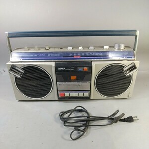 9928# including in a package NG AIWA Aiwa stereo radio-cassette CS-J30 black black code attaching cassette tape antique Showa era consumer electronics electrification has confirmed present condition 