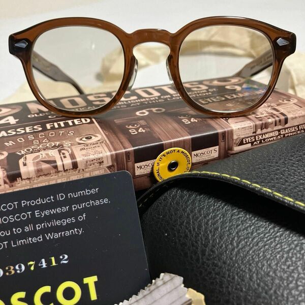 【未使用品】MOSCOT/LEMTOSH モスコット/レムトッシュ ブラウン 46サイズ 度なしフェアブラウン25%「鼻盛り加工」