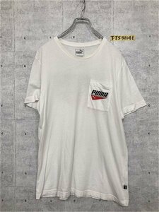 PUMA プーマ メンズ ポケット付き バックプリント 半袖Tシャツ L 白